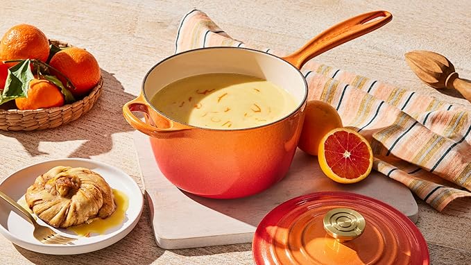 Le Creuset Enameled Cast Iron Signature Round Saucepan, 2.25 qt., Flamme Doree with Crucible Knob