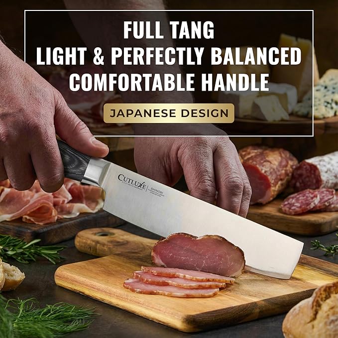 Cutluxe Nakiri Knife ??Ultra Sharp 7" Vegetable Japanese Knife for Chopping, High Carbon Stainless Steel Blade, Full Tang Pakkawood Handle ??Shinobi Series