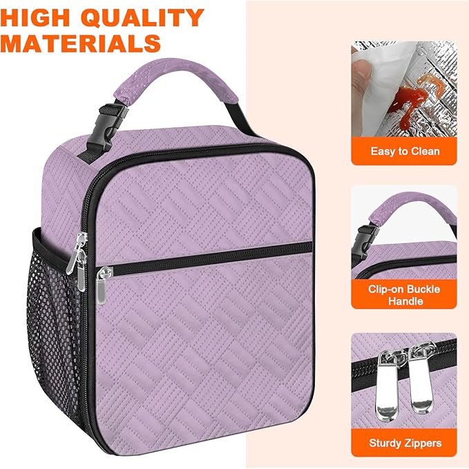 esouler Lunch Box for Men Women Adults Small Insulated lunch Tote Bag for Work Picnic Beach- Freezable Cooler Bag portable Lunch box (Purple)