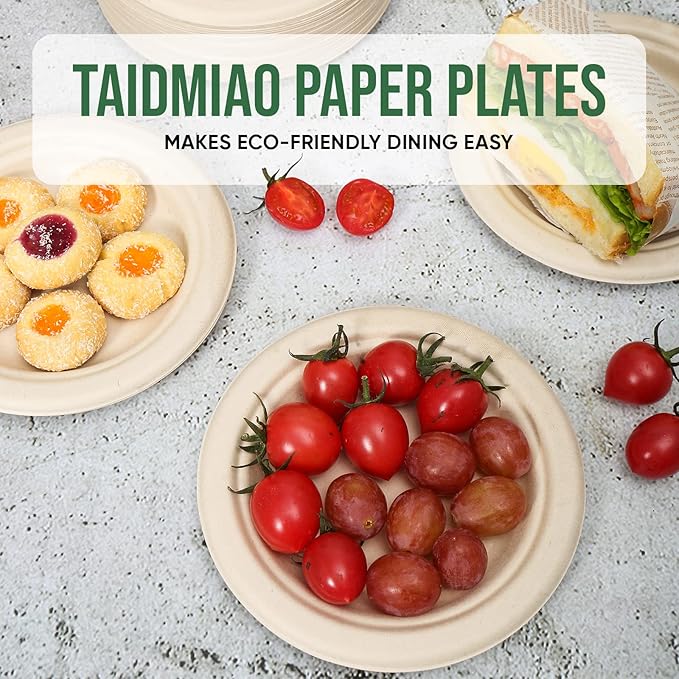 Paper Plates 6 Inches, 100 Pack Disposable Plates ??100% Compostable Plates, Water & Oil Proof Dessert Plates, Microwavable Small Paper Plates, Perfect Paper Plate For Party - Brown