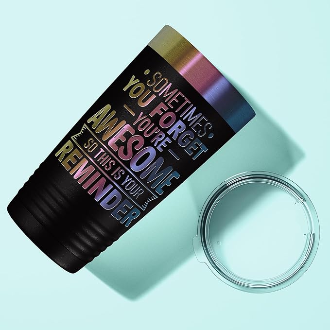 Spotted Dog Company Inspirational Tumbler, Inspirational Gifts for Men Dad Father Wife Sister Women, Birthday For Him Her, You?셱e Awesome Tumbler, Teacher Coworker Gifts 20oz Black Prism