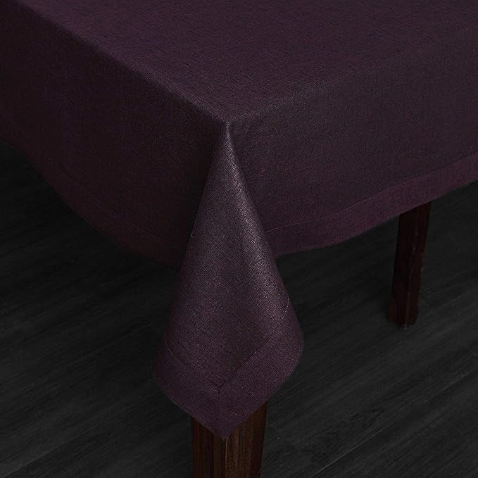 Solino Home Linen Tablecloth 60 x 120 Inch - 100% Pure Linen Grape Table Cloth for Rectangle Tables - Athena, Machine Washable Tablecloth for Winter, Valentines, Spring, Easter