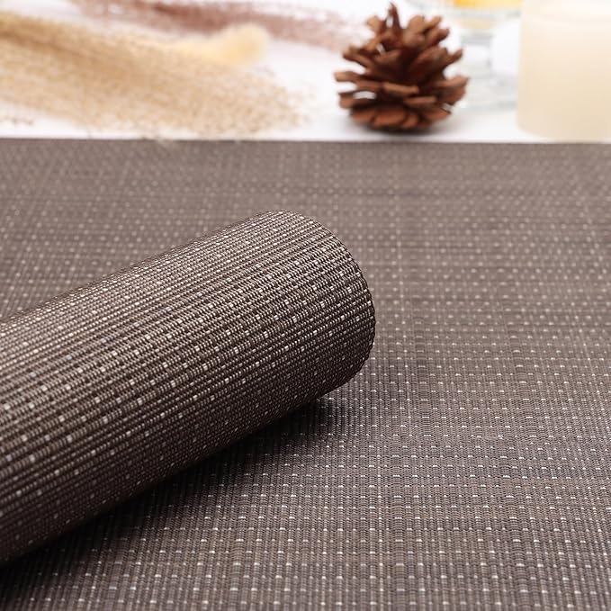 Myir JUN Table Runner, Vinyl Table Runner Indoor 72 Inch Long Arbitrarily Cropped Runner for Table Heatproof for Home Party (Coffee, 12 x 72 inch)