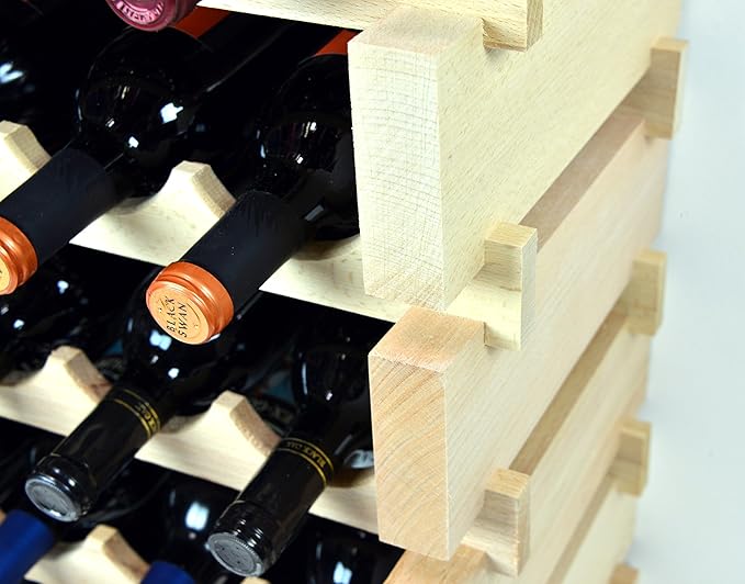sfDisplay.com,LLC. Modular Wine Rack Pine Wood 24-72 Bottle Capacity Storage 6 Bottles Across up to 12 Rows Stackable Newest Improved Model (60 Bottles - 10 Rows)
