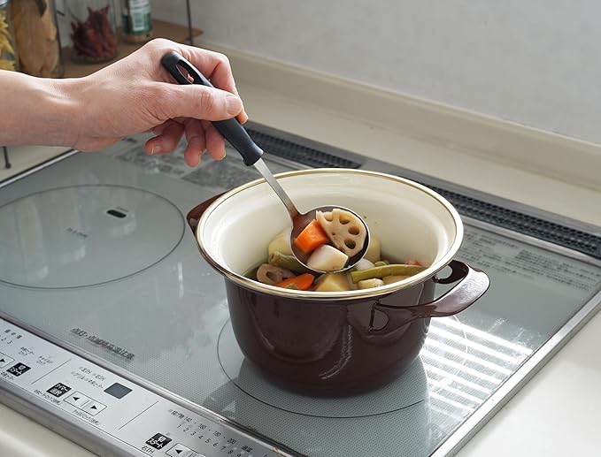 FUJIHORO JAPAN EX Series Cocotte EX-16C (Black), Enamel Kitchenware, PFAS-free, Japanese Design & Craftmanship
