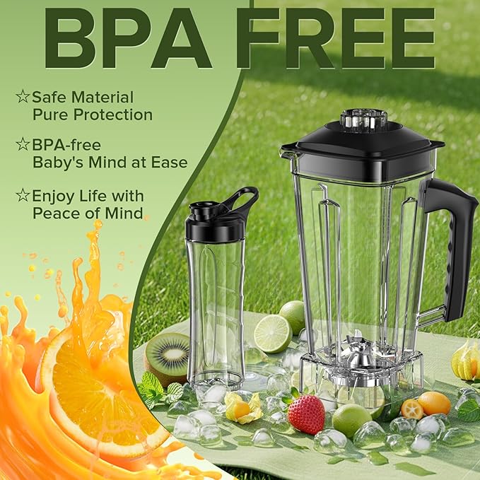 Blender for Smoothies, Blenders for Kitchen with 68Oz. Pitcher and 20Oz.Juicer Container, Smoothie Blender for Ice Crushing, Frozen Fruits, Black