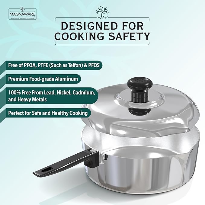 Cast Aluminum Saut챕 Pan with Lid 12 inch - Oven Safe Deep Frying Pan with Lid, Two Side Spouts and Ergonomic Stay-Cool Handle for Comfortable Grip and Pouring (4 Quart)