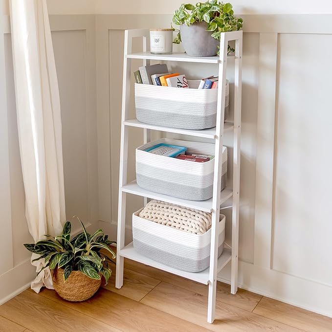 NaturalCozy Storage Baskets 16.8?쓝13?쓝7.6??Cotton Rope Woven Baskets for Organizing 3-Pack | Toy Storage Bins | Basket for Shelves, Laundry, Blanket, Clothes, Closet, Kitchen, Bathroom, Gifts