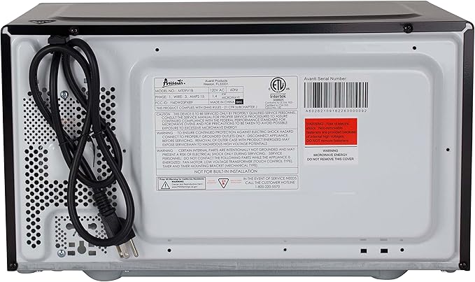 Avanti Microwave Oven 900-Watts Compact with 10 Power Levels and 6 Pre-Set Cooking Settings, Speed Defrost, Electronic Control Panel and Glass Turntable, 0.9 Cu.Ft., Black