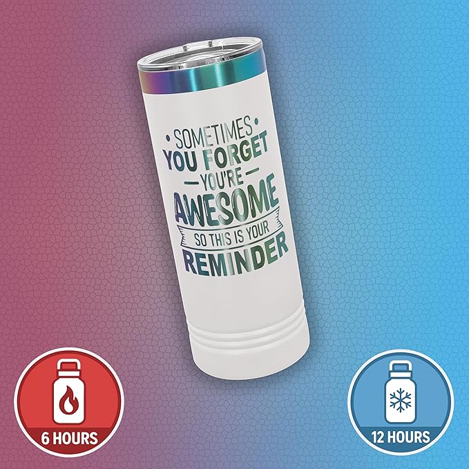 Spotted Dog Company Inspirational Tumbler, Inspirational Gifts for Men Dad Father Wife Sister Women, Birthday For Him Her, You?셱e Awesome Tumbler, Teacher Coworker Gifts 22oz White Prism