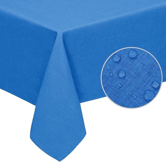 Easy-Going Faux Linen Waterproof Spill-Proof Tablecloth Stain Resistant Rectangle Table Cloth Wrinkle Free Decorative Fabric for Kitchen, Dining, Party, Weddings, Restaurants (60x102 in, Royal Blue)