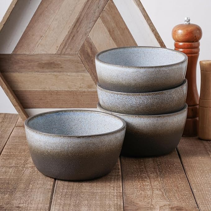 Stone Lain Vince Stoneware Reactive Glaze Dinnerware Set, 16 Piece Service for 4, Gray