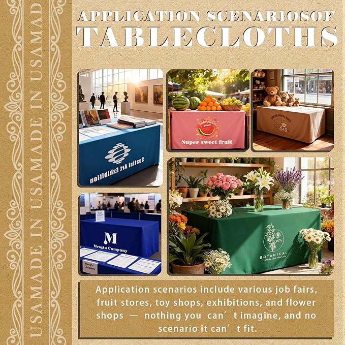 YOUYINYOU Shipping Next Day Custom Table Cloth with Logo Image Text 4/5/6/8/10FT for Business Tradeshow Events Company School Shop Other Important Events (6FT Open Back)