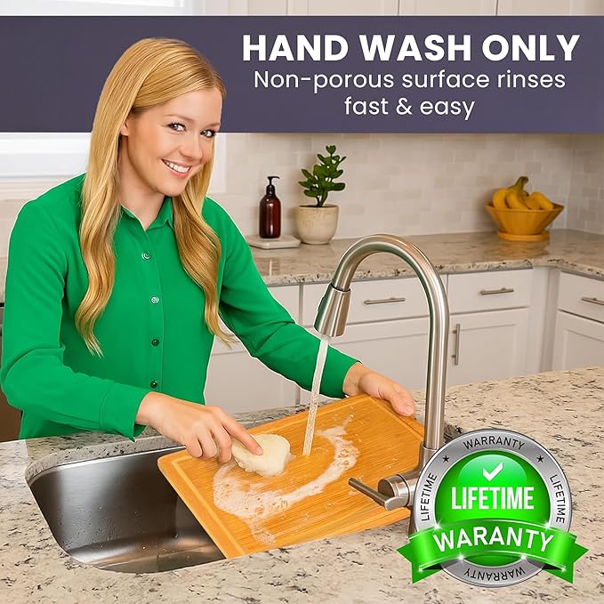 Extra Large Bamboo Cutting Board Set of 2 ??Wood Cutting Boards for Kitchen with Glue-Free Surface??& Juice Groove ??Non-Toxic Wooden Chopping Boards, FSC-Certified, Durable Carving Boards - Rectangle