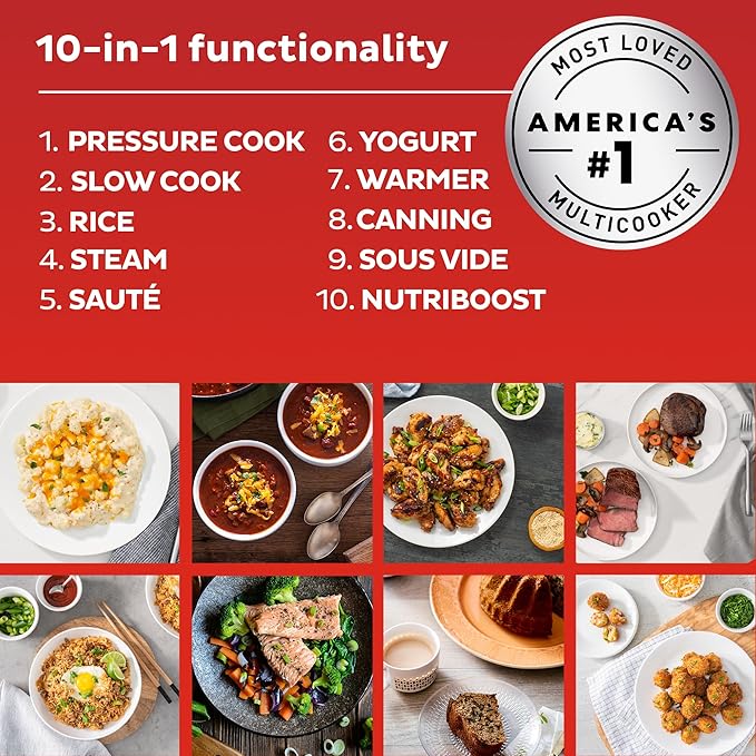 Instant Pot PRO Max Wi-Fi Smart 10-in-1 Pressure Cooker, Steamer, Saute, Warmer, Rice Cooker, Yogurt Maker, Sous Vide, Baker, NutriBoost - Includes App with 2000+ Recipes - 6 Quart
