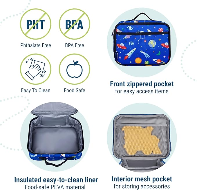 Wildkin Kids Insulated Lunch Box ??Durable and Reusable for School & Travel - Out of this World