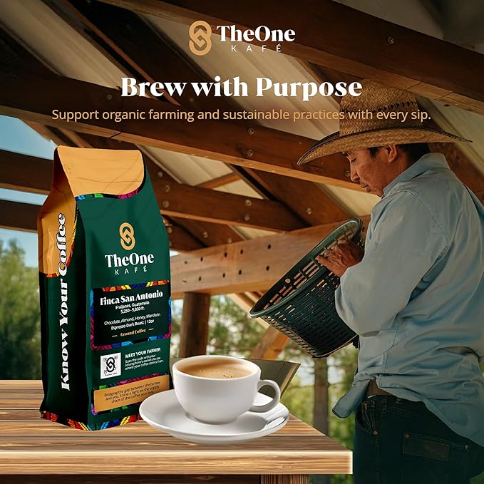 TheOne Kafé Guatemala Dark Roast Ground Coffee ??Organic, Single Origin, Premium Specialty Coffee, Ethically Sourced, Smooth & Rich Flavor ??Fresh Roasted for Espresso, Drip, Pour Over ??12 oz