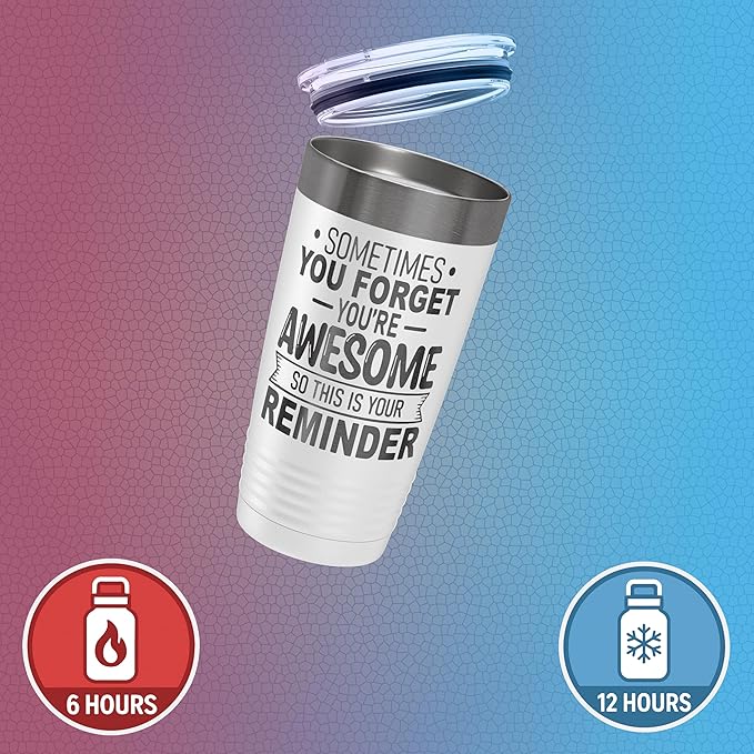 Spotted Dog Company Inspirational Tumbler, Inspirational Gifts for Men Dad Father Wife Sister Women, Birthday For Him Her, You?셱e Awesome Tumbler, Teacher Coworker Gifts 20oz White Black