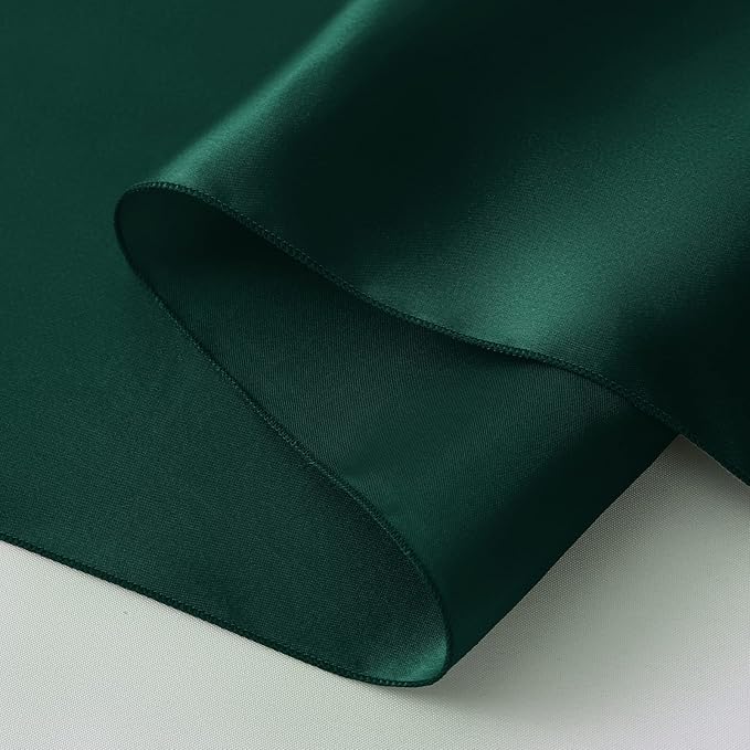 Horbaunal 6 Pack Satin Runners 12 x 72 Inch Bright Silky Smooth Satin Table Runners for Birthday Wedding Party Banquets, Forest Green