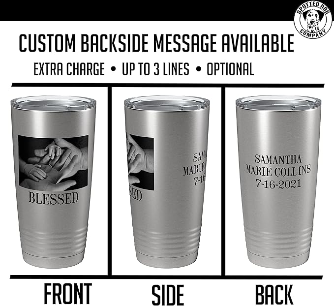 Personalized 20oz (17 Colors) Photo Picture Printed Insulated Stainless Steel Tumbler with Lid ??Customized Mother's Father?셲 Day Gift for Her Him, Custom Coach Gifts Team Mom Dad Regalos (Stainless)