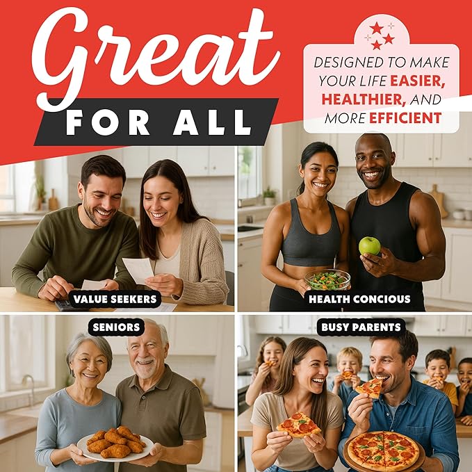 Gourmia French Door Air Fryer ??25 Qt Large Capacity Convection Oven, Fryfroce 360째, Digital Display with 17 Cooking Presets, Bake, Toast, Roast, Dehydrate, Fits 12??Pizza