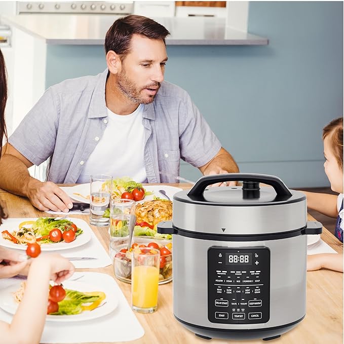 NEWBULIG 6 Quart Electric Pressure Cooker, Stainless Steel Multi Cooker Pressure, 12-in-1 Slow Cooker for Rice, Meat Stew, Porridge, Multigrain, Steam, Yogurt Maker
