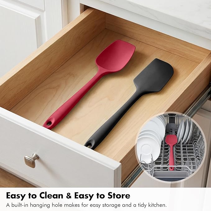 2 Pieces Silicone Spatula Set: Ironberry 600쨘F Heat Resistant Food Grade Cooking & Baking Utensils, Kitchen Flexible Nonstick Rubber Scraper for Scraping, Mixing, Scrambling, Flipping (Multicolor 1)
