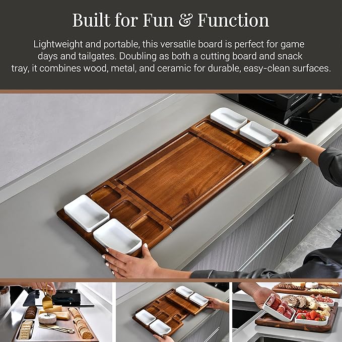 Shanik Premium Charcuterie Board - Extra Large Magnetic Double-Sided Cheese/Meat Serving Tray & Cutting Board - Gift for Weddings, Bridal Showers, Housewarming - Kitchen Essential, Quality 31 쩍 inches