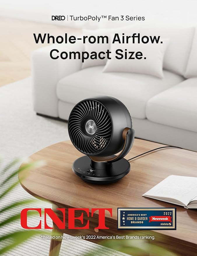 Dreo Fan for Bedroom, Desk Air Circulator Fan with Remote, 11 Inch Table Fans for Whole Room, 60ft Powerful Airflow, 120째 Vertical Manual +90째 Oscillating, 4 Speeds, 8H Timer, Quiet Fan, Home