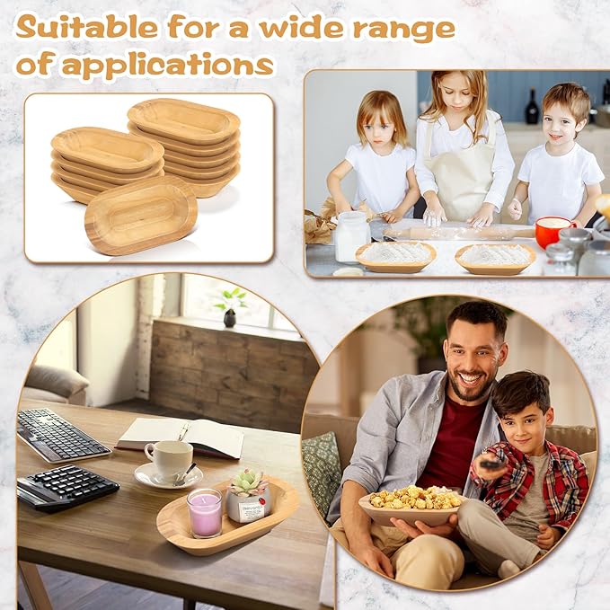 Nuogo 10 Pack Wooden Dough Bowls Bulk 8.5 Inch Rustic Dough Bowls for Wedding DIY Candle Home Crafts Making Farmhouse Fruits Supplies Decoration(Khaki)