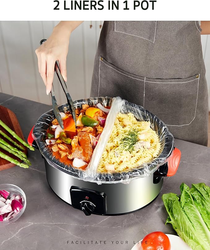 Syntus Slow Cooker Liners, 15 Count Cooking Bags Large Size Disposable Pot Liners Plastic Bags, Fit 3QT to 8QT for Slow Cooker Cooking Trays, 13"x 21", 15 Liners