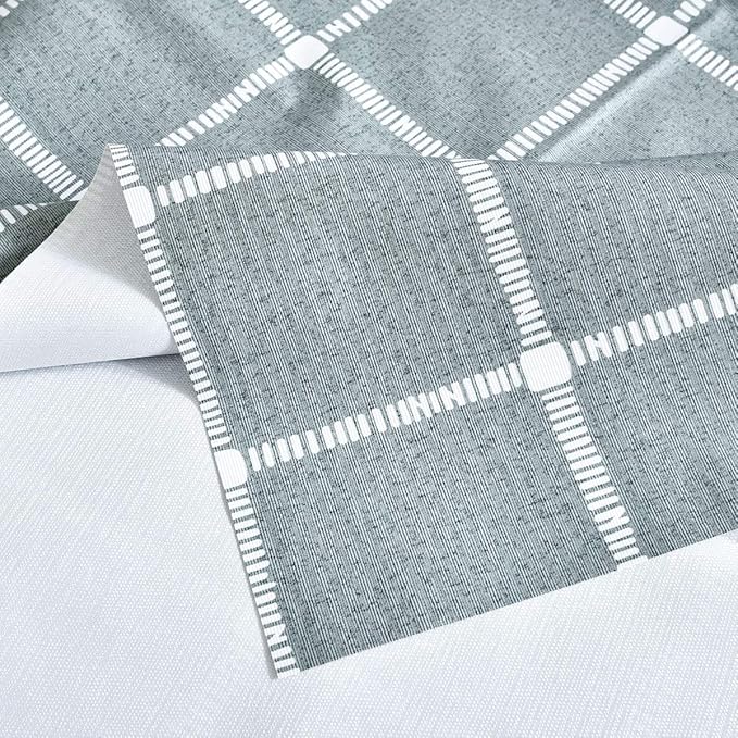 Fall Vinyl Waterproof Checkered Tablecloth, Rectangle Plastic PVC Oilcloth Tablecloths Wipeable Table Cloth Cover for 6 Foot Folding Tables, Kitchen, Dining Room Table, Crafting Grey, 54x72 Inch