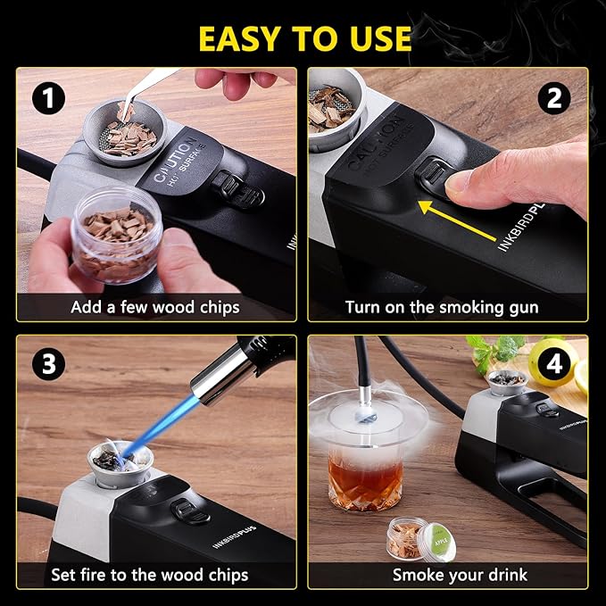 Smoking Gun Wood Smoke Infuser - 13 PCS Premium Kit, Smoker Machine with Accessories and Wood Chips - Cold Smoke for Food and Drinks - Gift for Man