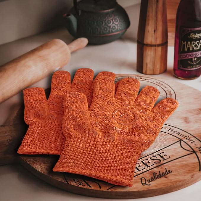 Grill Armor Oven Gloves ??932째F Heat, Fire & Cut Resistant Mitts for BBQ, Grill, Cooking, Grilling, Baking, Smoker & Fire Pit