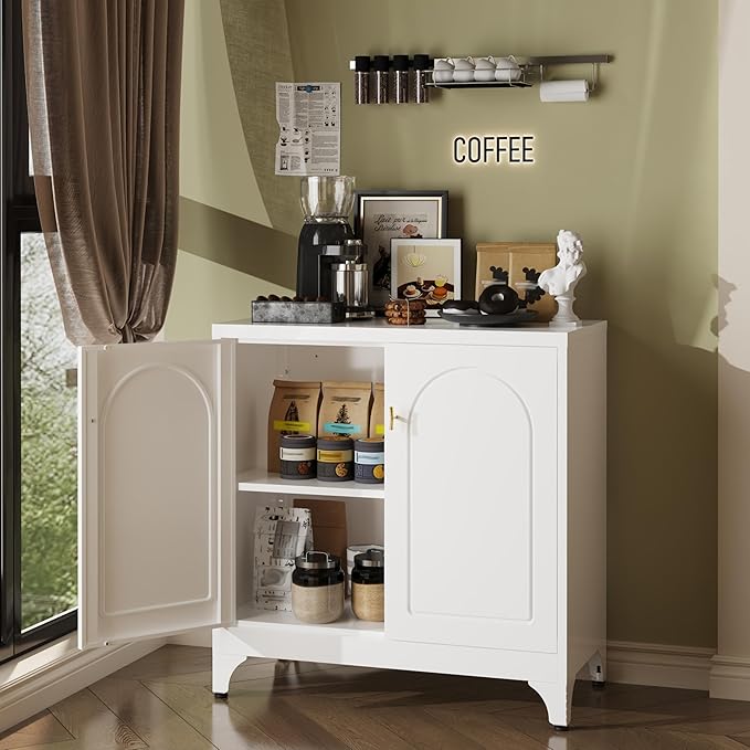 Coffee Bar Cabinet,Kitchen Storage Cabinet,Buffet Cabinet with Storage and Adjustable Shelf,White Sideboard Buffet Cabinets for Living Room
