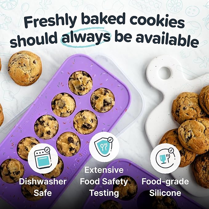 Souper Cubes Silicone Cookie Dough Freezer Tray - Perfect for Freezing and Storing Cookies, Mini Chocolates, Mini Egg Bites, Peanut Butter Cups and More - Lavender With Sprinkles - 2-Pack