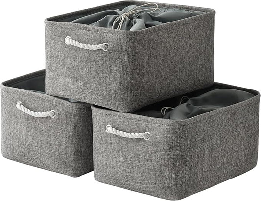 TheWarmHome Fabric Storage Bins Baskets for Organizing, Large Sturdy Storage Basket W/Handles, Decorative Foldable Storage Baskets for Shelves Closet Nursery Toy (X Large - 3 Pack 17.7L횞13.8W횞9.8H)