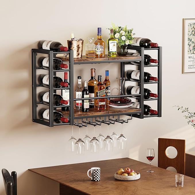 Homeiju Wall Mount Wine Rack 40 (31.9" W x 9.8" D x 19.7" H)