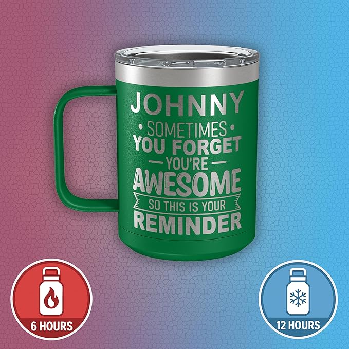 Personalized Inspirational Travel Coffee Mug, Inspirational Gifts for Men Dad Wife Sister Women, Custom Birthday For Him Her, Customized You?셱e Awesome Tumbler, Teacher Coworker Gifts 15oz Green
