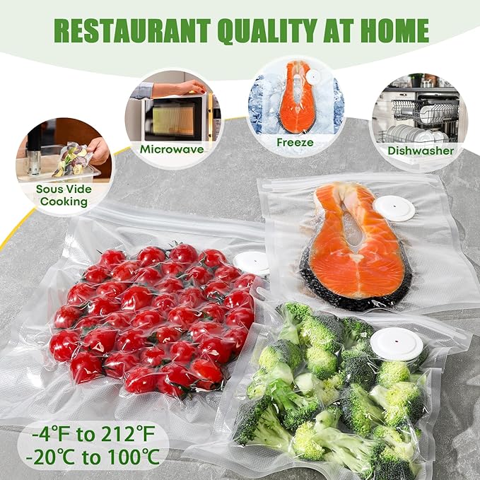 Vacuum Sealer Bags, 60 Pack Reusable BPA-Free Food Storage Bags | 30 Count 10x13 & 30 Count 8x10 Inches | Leakproof, Odorless for Freezer, Sous Vide, Meal Prep | Great for Home for Home Chefs