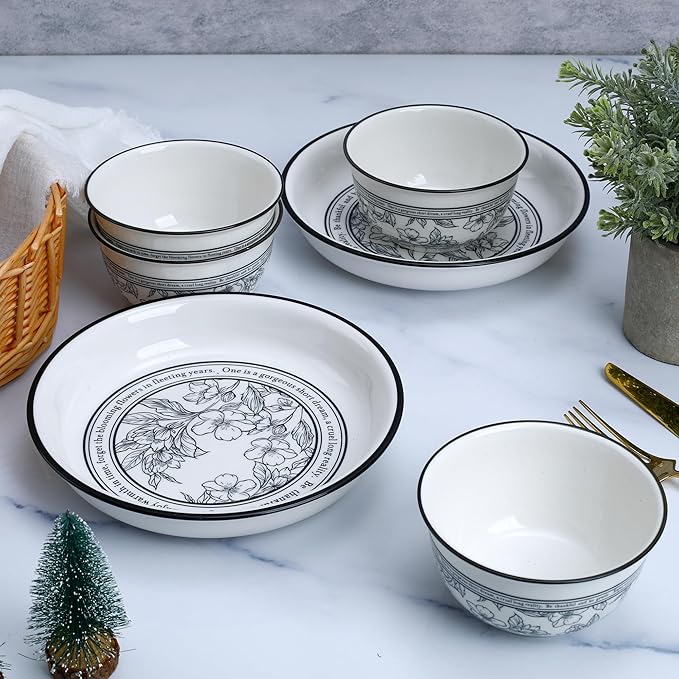 Floral Porcelain Dinnerware Sets for 2, 10-Piece Plates and Bowls Set,Microwave & Dishwasher Safe, Elegant Gift Packaging