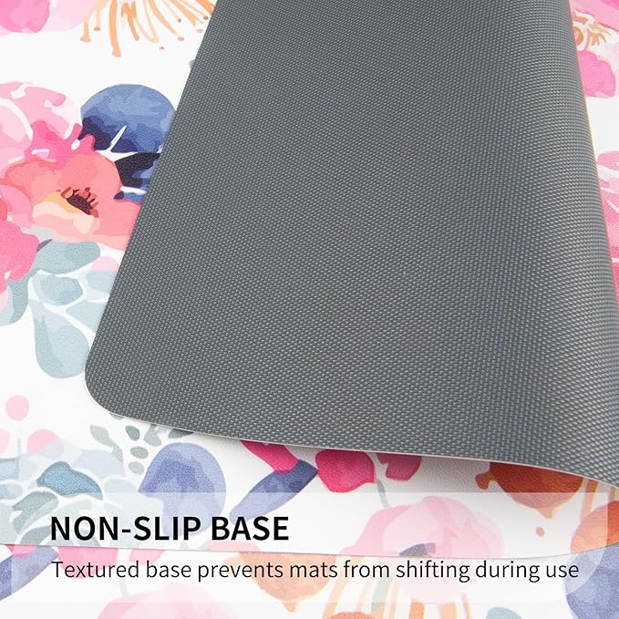 QIYI Placemats Set of 6, 12x18 Inch Faux Leather Place Mats for Kitchen Dinning, Heat Resistant Anti Slip Floral Table Mats, Waterproof Washable Placemat Party Table D챕cor, Watercolor Pink Flowers