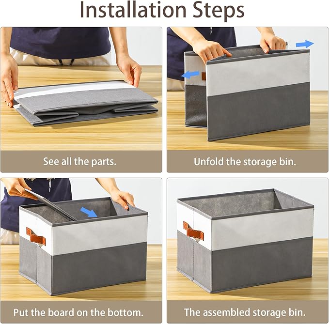 Euct 6 Pack Large Storage Bins with Handle,Collapsible Storage Basket for Shelves,Fabric Closet Organizer for Organizing Clothes Blanket,Decorative Dorm Organizers and Storage