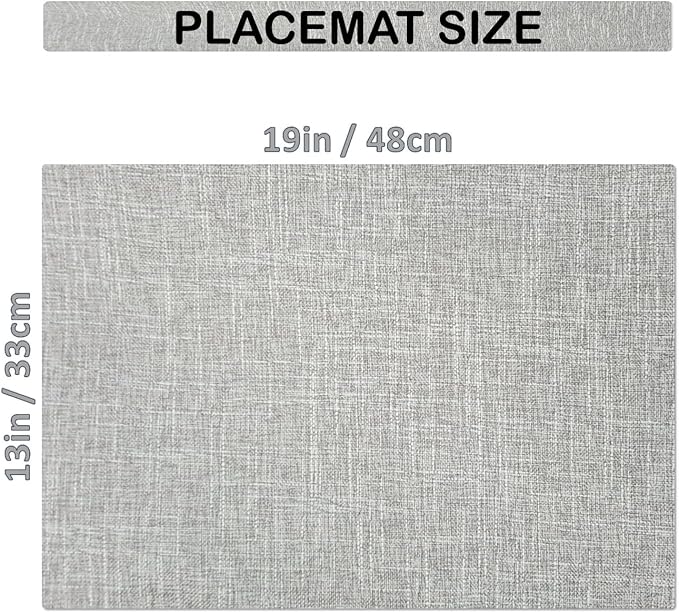 HOMEYNICE Placemat Set-Washable Place Mats for Parties, Elegant Table Mats for Kitchen Table, Set of 4 Dining Table Placemats, Heat-Resistant Cloth Placemats for Indoor and Outdoor,13x19-Gray