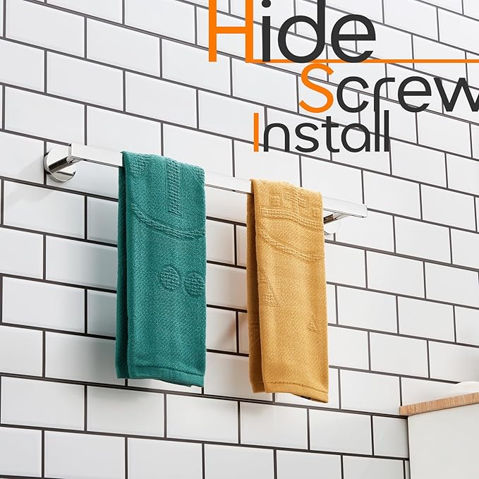 24 Inch Bathroom Towel Bar Bath Towel Rack Kitchen Towel Holder Towel Rails Wall Mounted SUS304 Stainless Steel Polished Chrome AN4001CH-L24