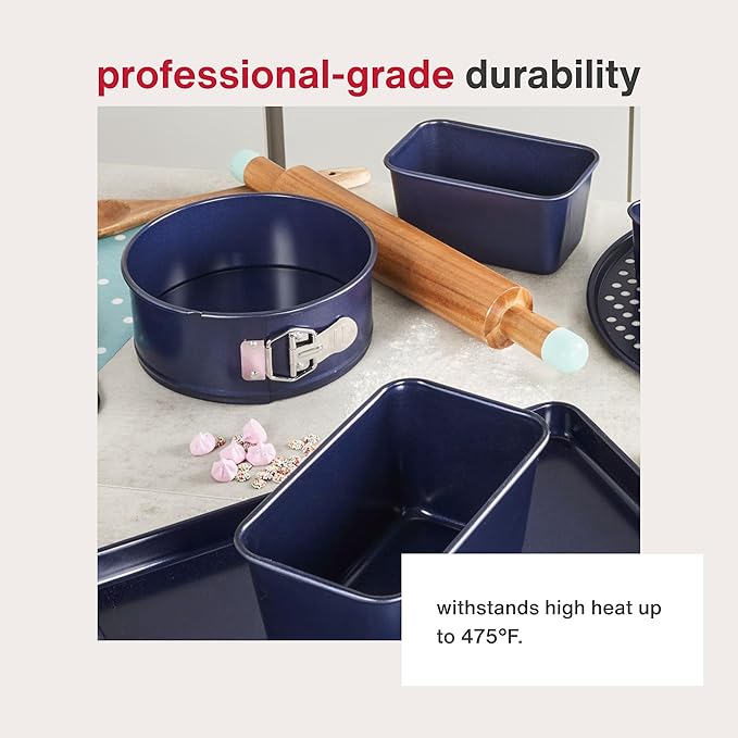 Zyliss E980192 Non-Stick Baking Sheet | Carbon Steel | Dark Blue | Baking Tin/Bakeware/Roasting | Dishwasher Safe | 5 Year Guarantee