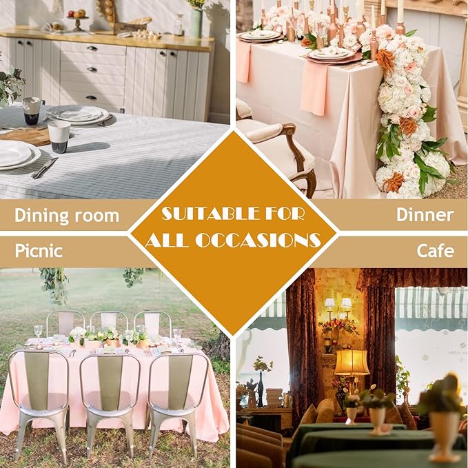 BALCONY & FALCON Table Cloth for 6 Foot Rectangle Tables ??Waterproof, Wrinkle-Free Farmhouse Tablecloth for Dining, Kitchen, Wedding, Baby Shower & Christmas Holiday Gatherings (Olive, 55" x 95")