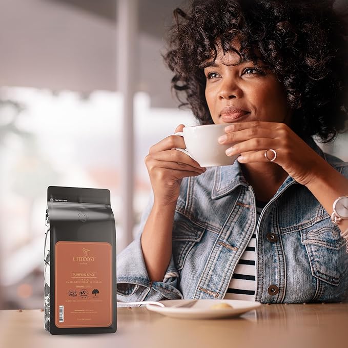 Lifeboost Pumpkin Spice Coffee Ground ??Organic, Low Acid, Non-GMO, Single Origin Medium Roast ??Mycotoxin-Free Cozy Flavored Fall Coffee, 12 oz