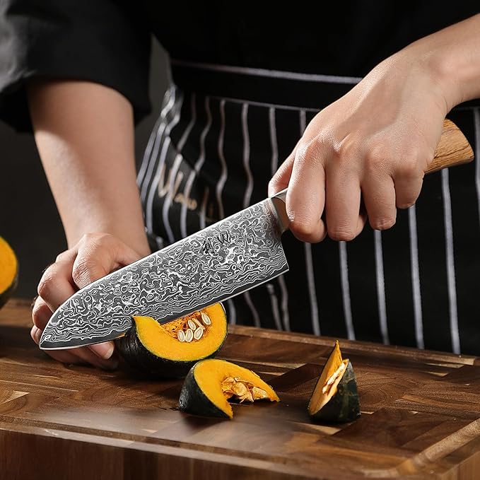 Wakoli EDIB Pro 2-Piece Damascus Kitchen Knife Set ??Santoku & Small Santoku with VG10 Core made of 67-Layer Damascus Steel Blades ??Professional Chef Knives with Ergonomic Pakkawood Handles