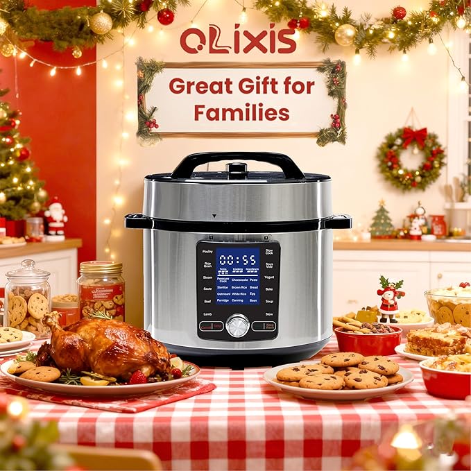 OLIXIS Electric Pressure Cooker 6.34Quart, 24 Functions in 1, Stainless Steel Pressure Cooker for Canning, Slowcook, Yogurt, Steam, Rice Grain, Soup, Bean, Poultry, Beef, Bake, Stew, Porridge